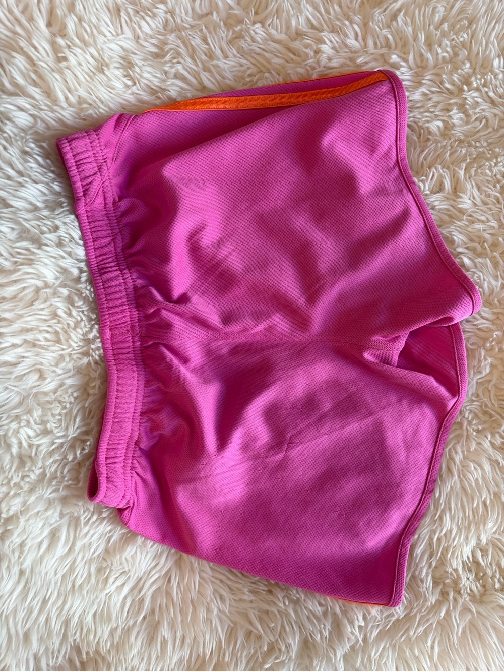 adidas Women’s Hot Pink Athletic Shorts with Orange Accent